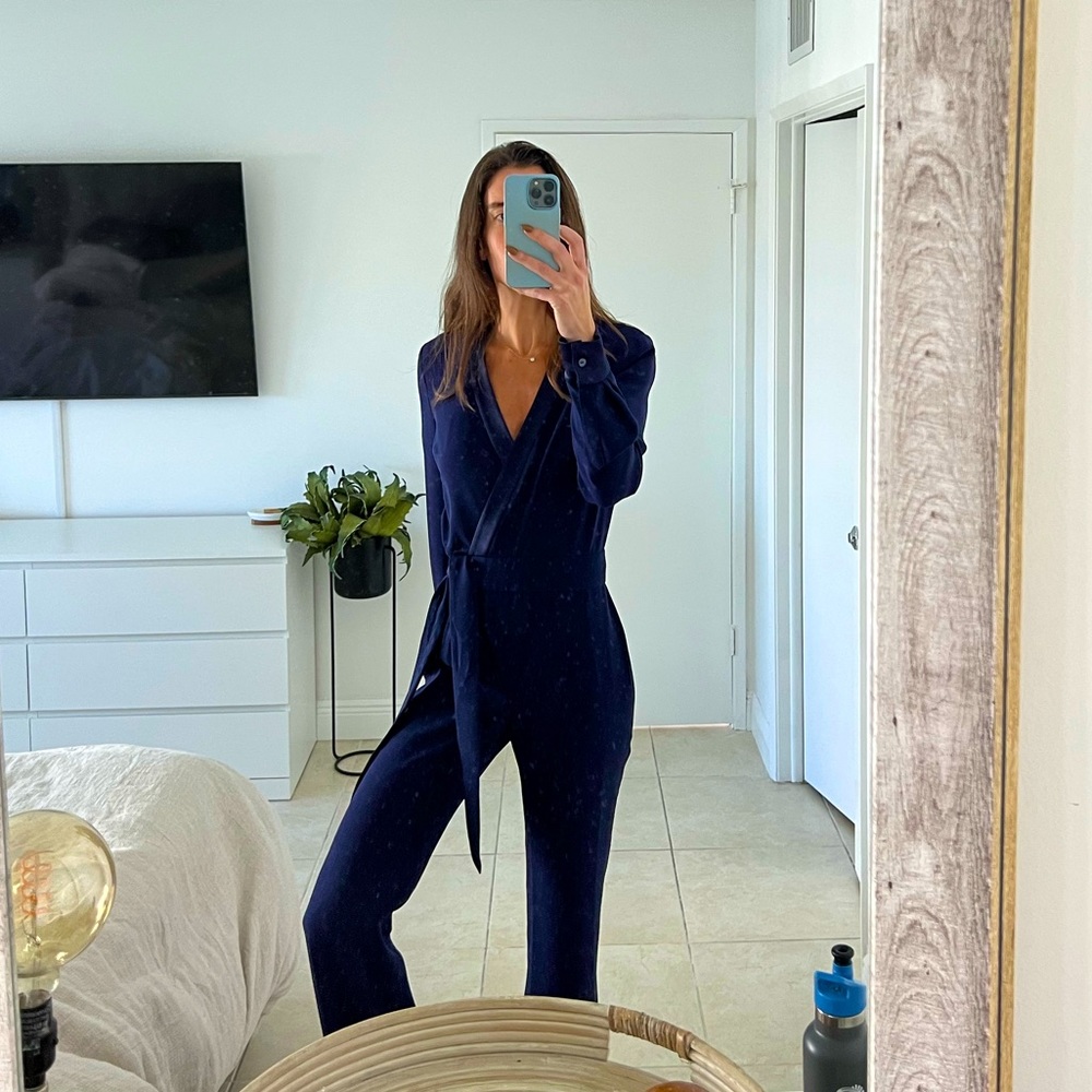 Brand NWT DVF Jumpsuit Navy Size: 0 Retails: $598